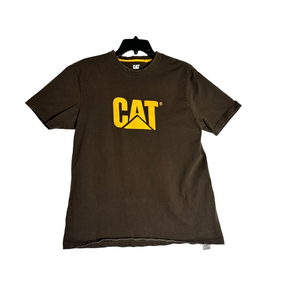 Caterpillar Cat Logo Black Short Sleeve Work Shirt Mens Small